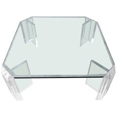 Thick Lucite Midcentury Coffee Table by Charles Hollis Jones