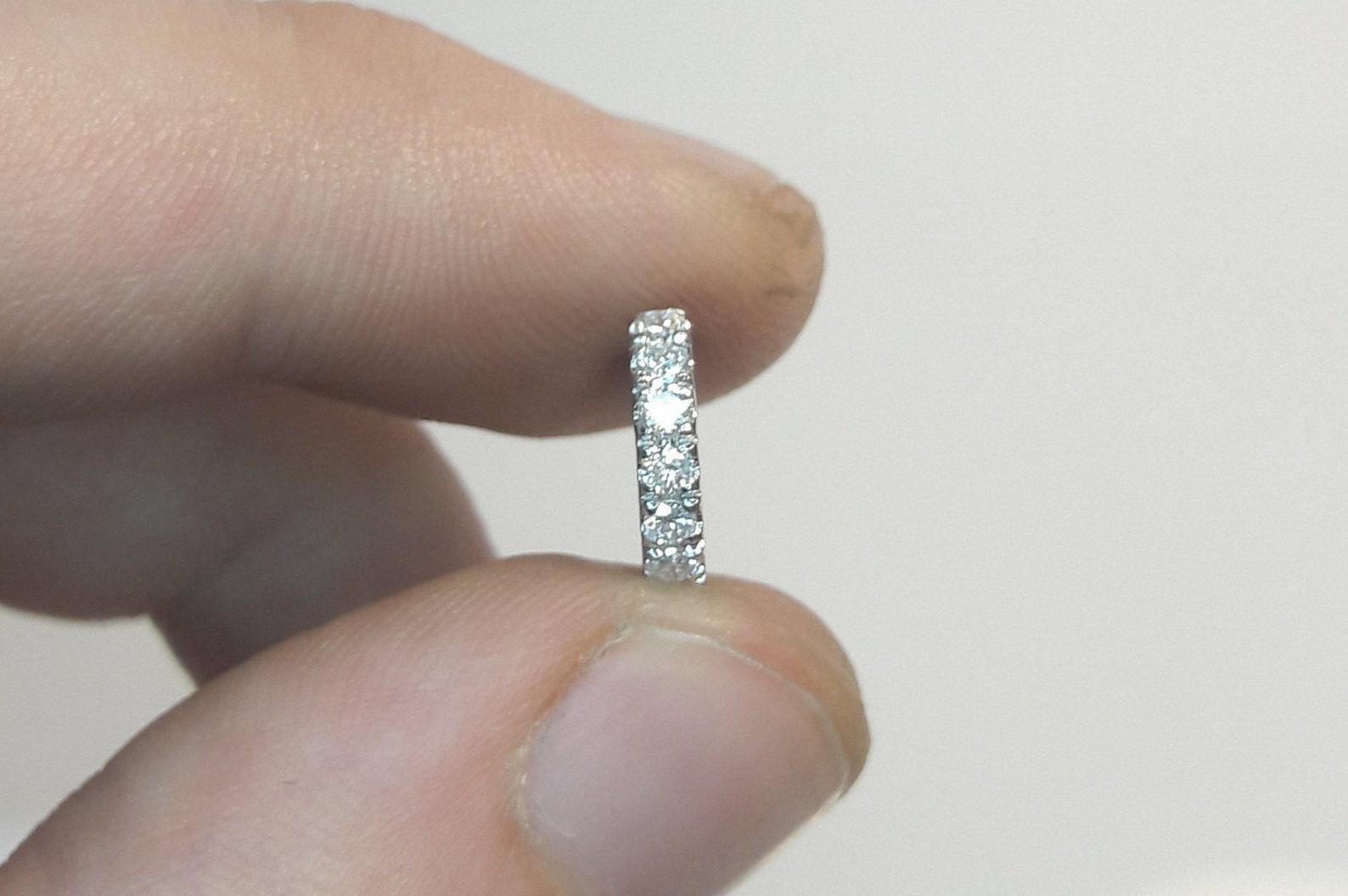 Thick Moissanite Huggies 925 Sterling Silver Tragus Earring Genuine Wedding Gift In New Condition In Chicago, IL