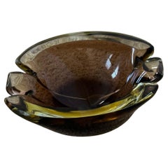 Thick Mouth Blown Sommerso Art Glass Ashtray by Murano Glass