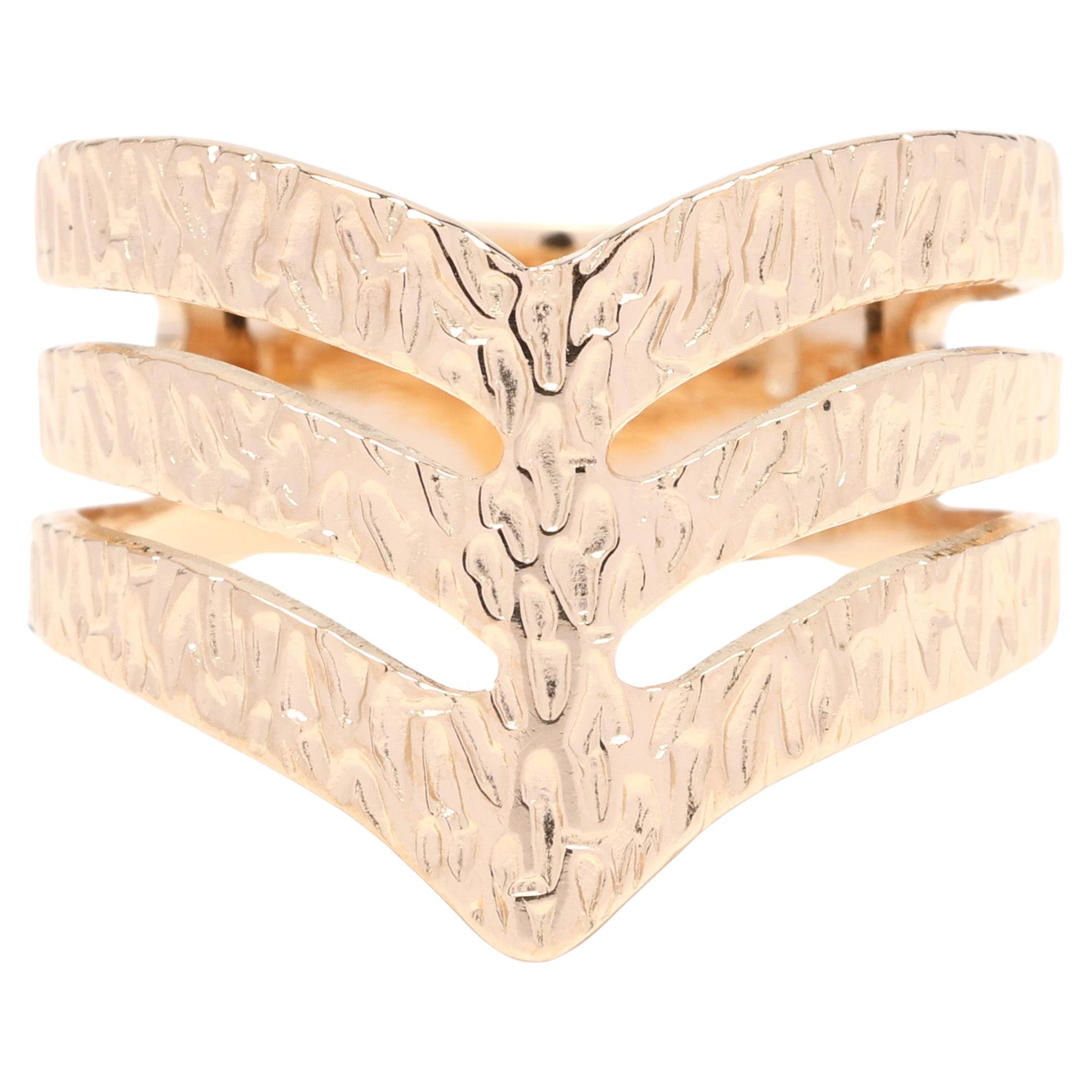 Thick Patterned Band Ring, 18k Yellow Gold, Ring Size 6.25, Textured Ring