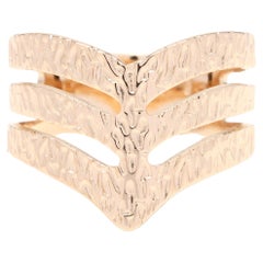Thick Patterned Band Ring, 18k Yellow Gold, Ring Size 6.25, Textured Ring
