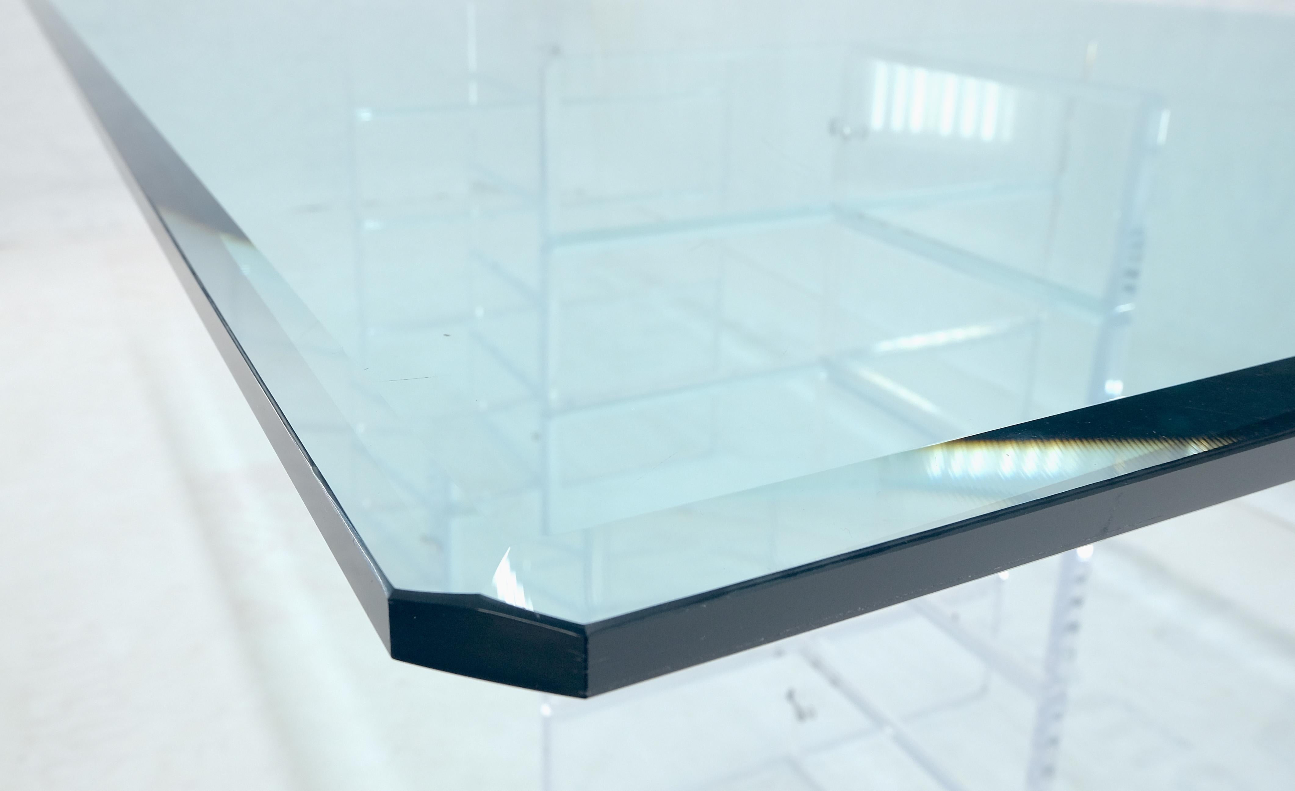 Table de salle à manger en Lucite épais poli à double base Table de salle à manger en verre rectangulaire de 3/4