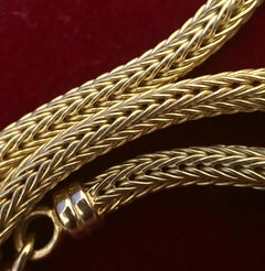 Thick Princess Length Round Woven Mesh Chain in Yellow Gold