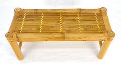 Thick Profile Bamboo 15x36 Compact Bench Mid Century Modern c1970s MINT