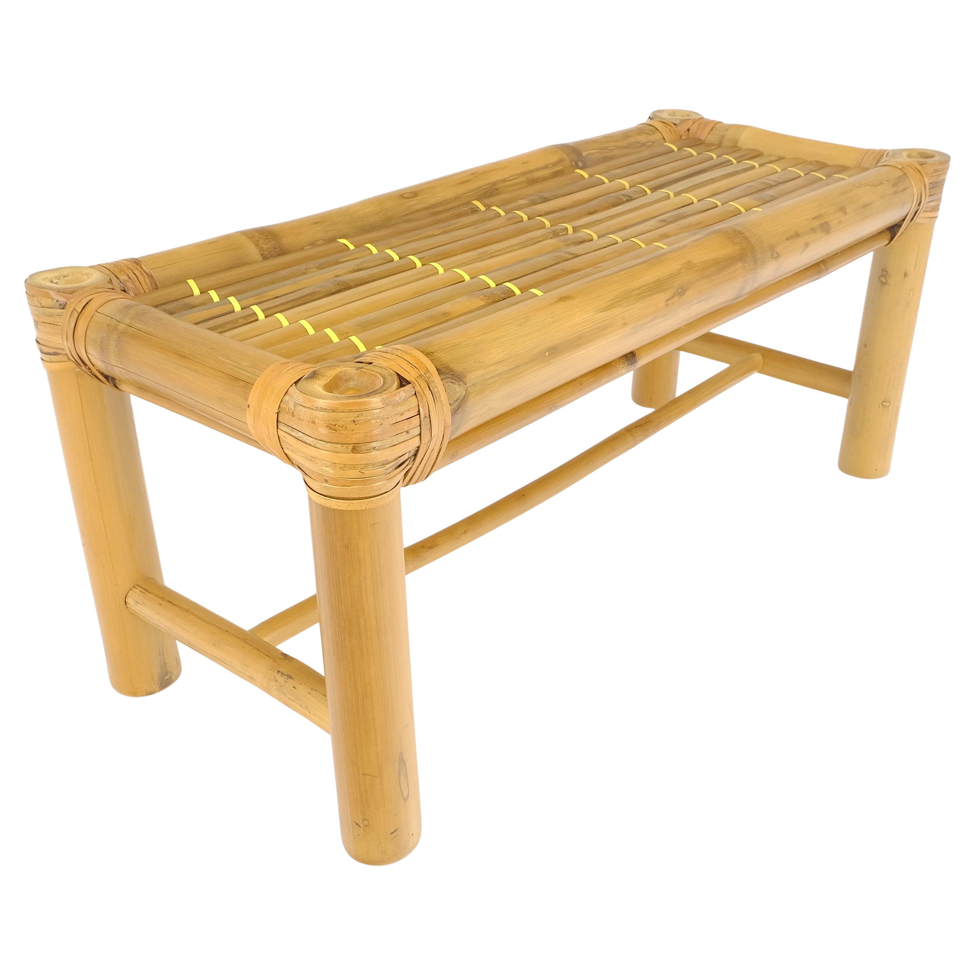 Thick Profile Bamboo 15x36 Compact Bench Mid Century Modern c1970s MINT For Sale