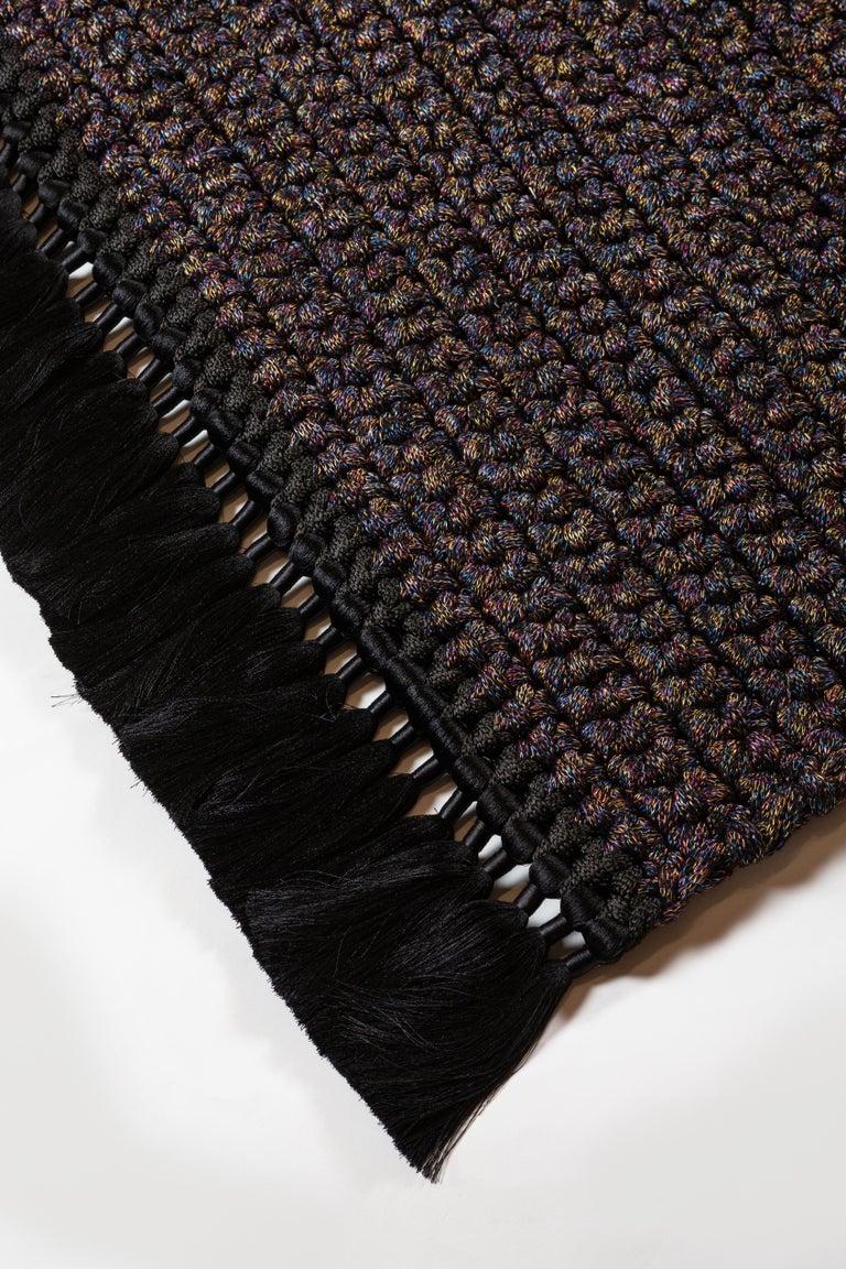 Thick Rug in Black Colourful Rust Handmade Crochet by iota For Sale at ...