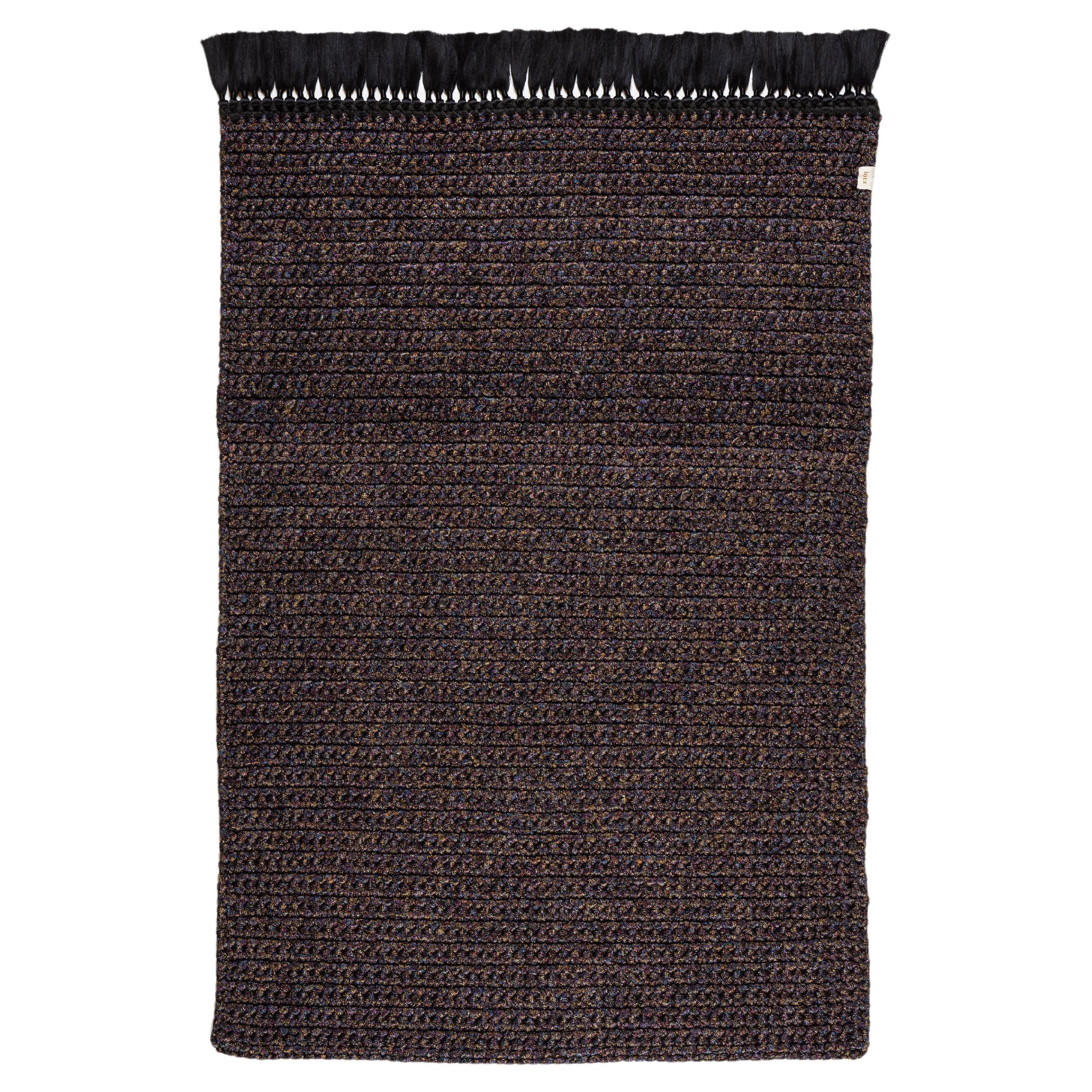 Thick Rug in Black Colourful Rust Handmade Crochet by iota