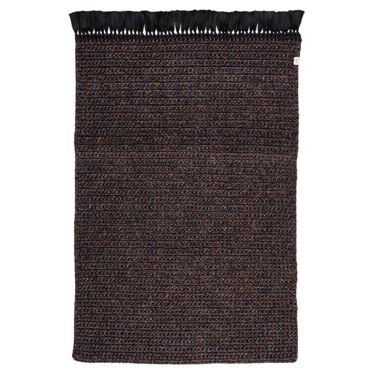 Thick Rug in Black Colourful Rust Handmade Crochet by iota For Sale at ...