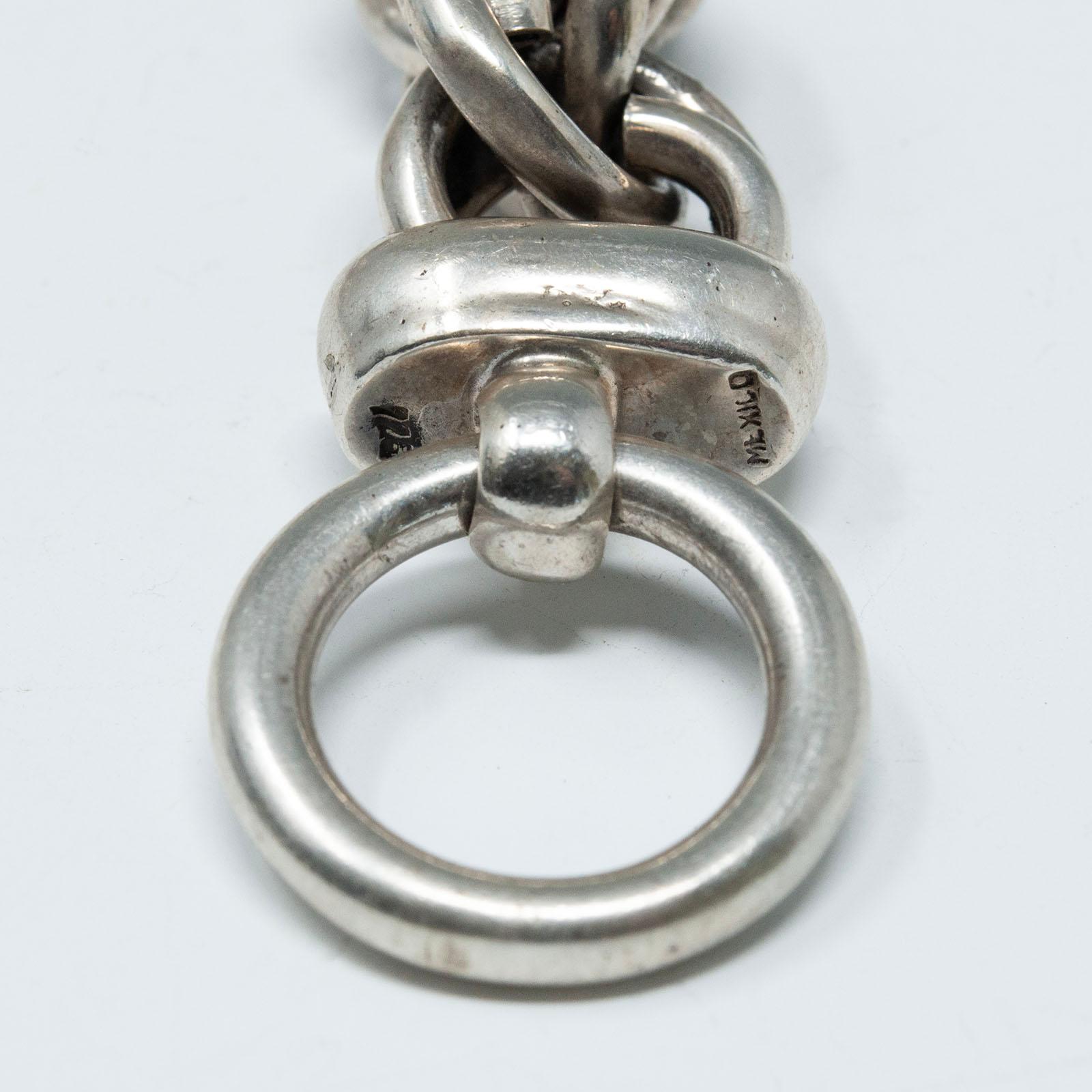 Women's or Men's Thick Silver Twisted Chainlink Rope Bracelet, Taxco, Mexico .950