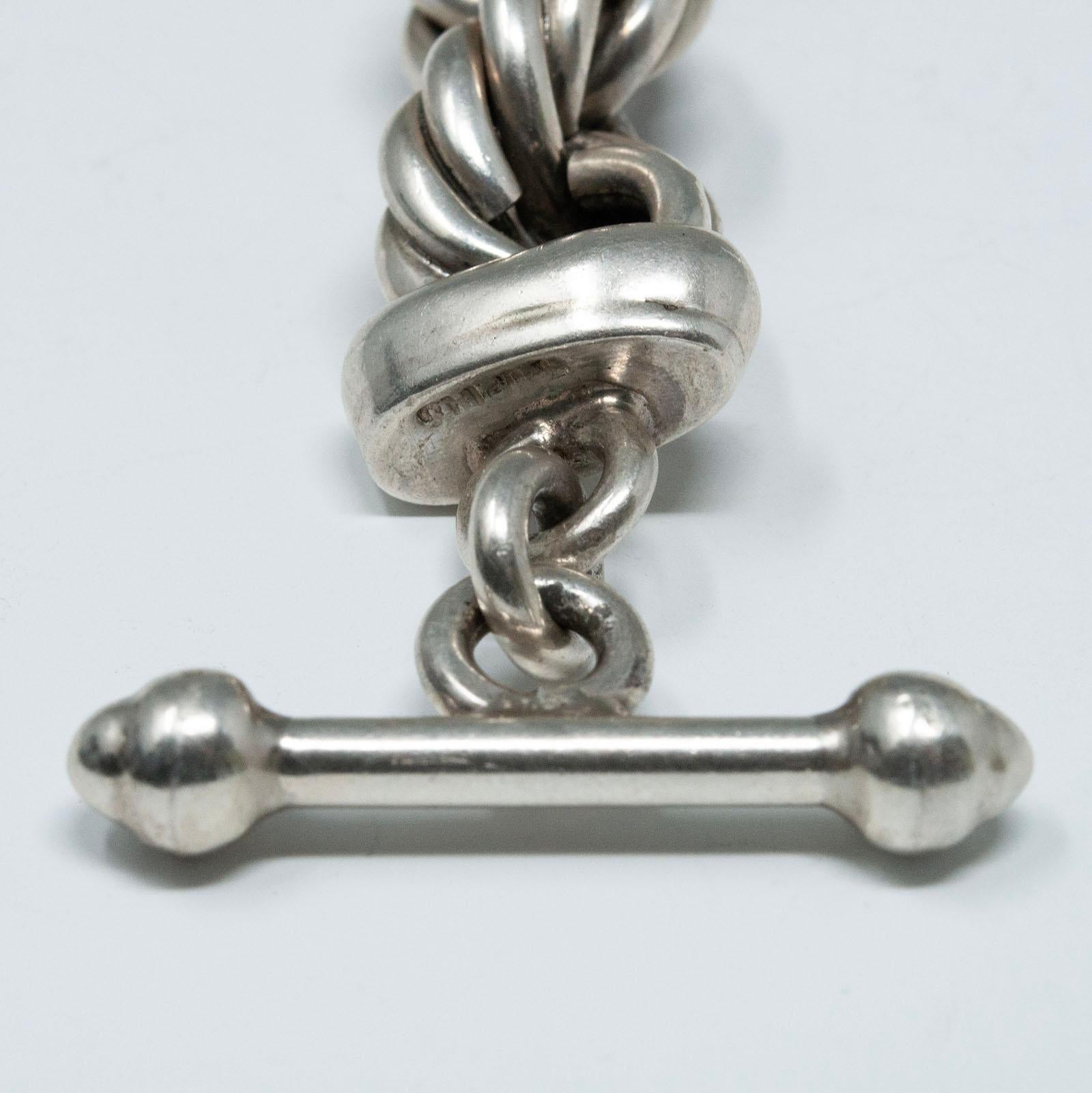 Thick Silver Twisted Chainlink Rope Bracelet, Taxco, Mexico .950 1