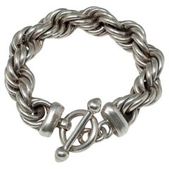 Thick Silver Twisted Chainlink Rope Bracelet, Taxco, Mexico .950