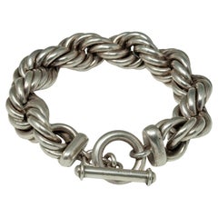 Thick Silver Twisted Chainlink Rope Bracelet, Taxco, Mexico .950