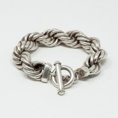 Thick Silver Twisted Rope Bracelet, Taxco, Mexico