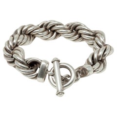 Vintage Thick Silver Twisted Rope Bracelet, Taxco, Mexico
