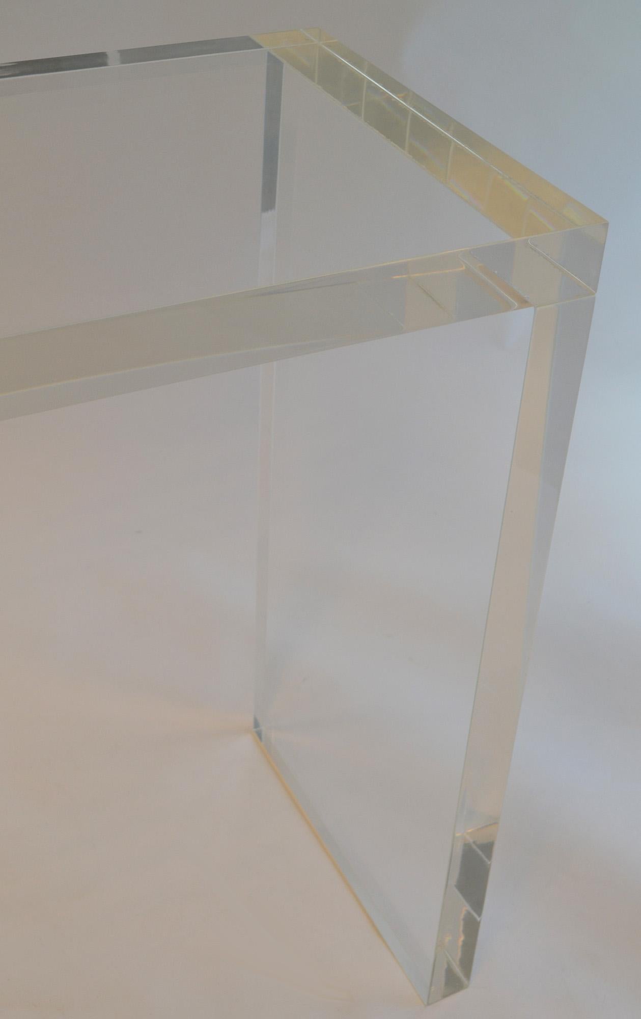 Modern Thick Slab Lucite Console Table