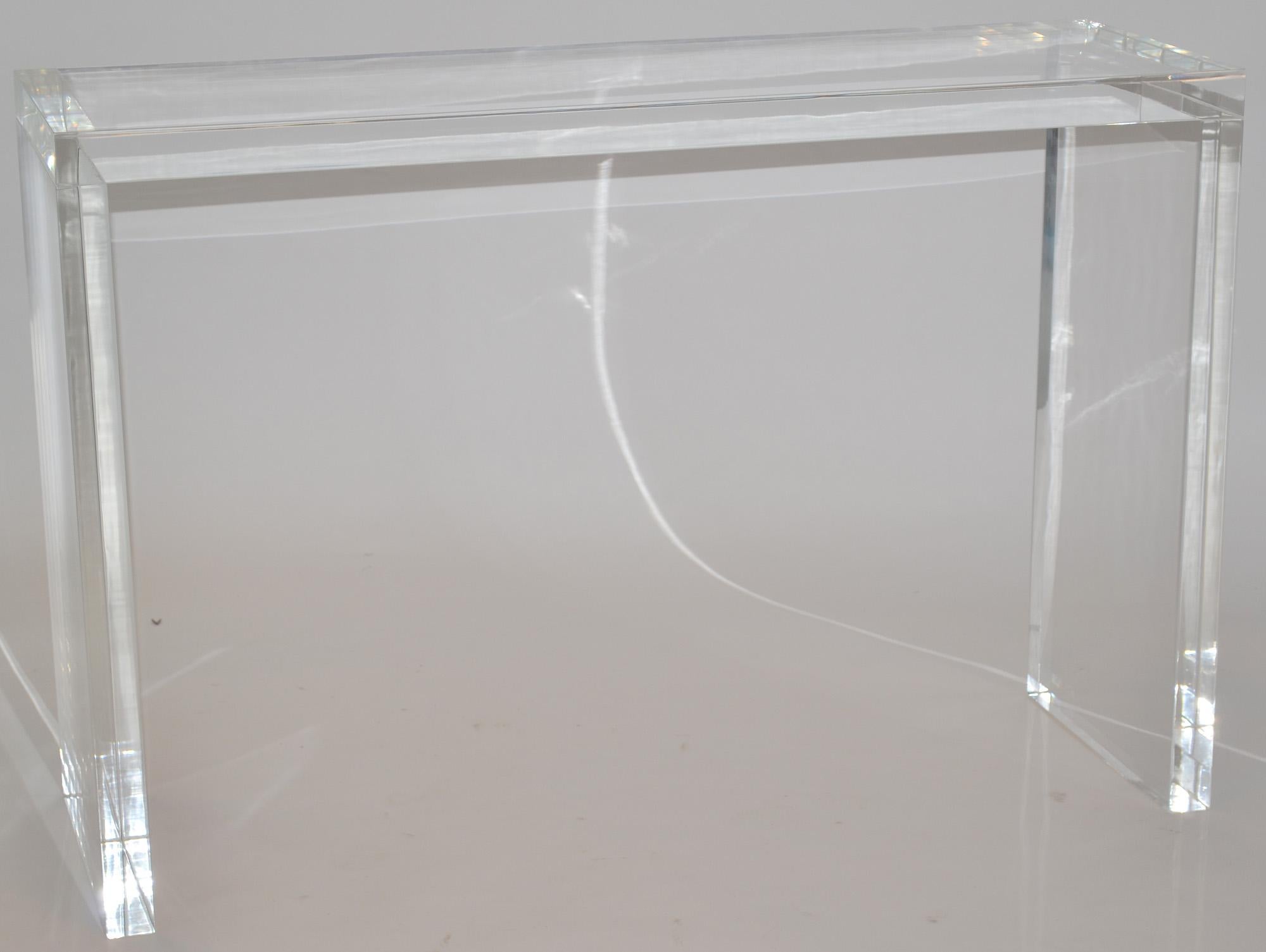 Thick Slab Lucite Console Table In Good Condition In Fort Lauderdale, FL