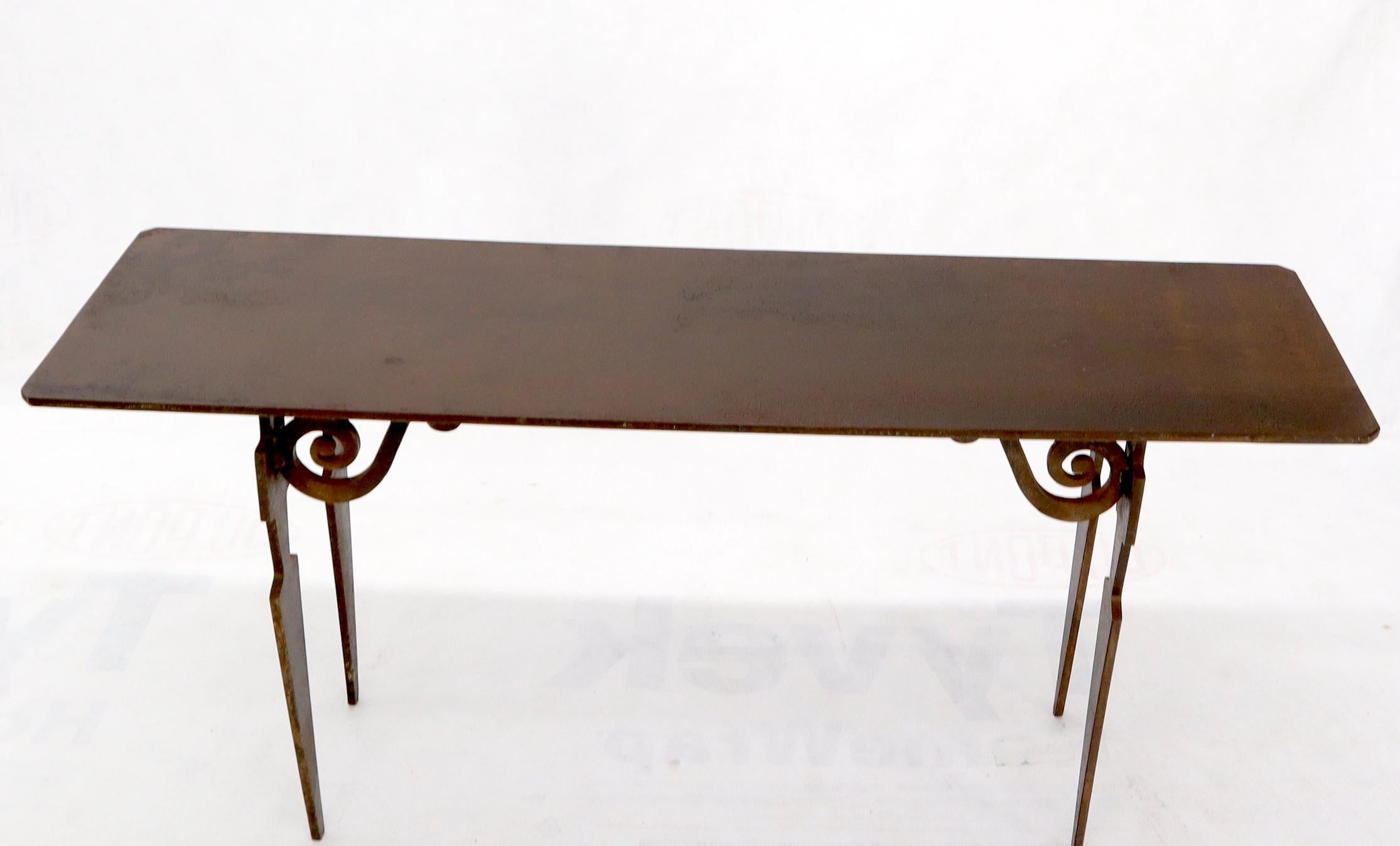 Thick Solid Steel Plate Top Cut Steel Legs Coffee Table Steam Punk Console Table In Excellent Condition For Sale In Rockaway, NJ