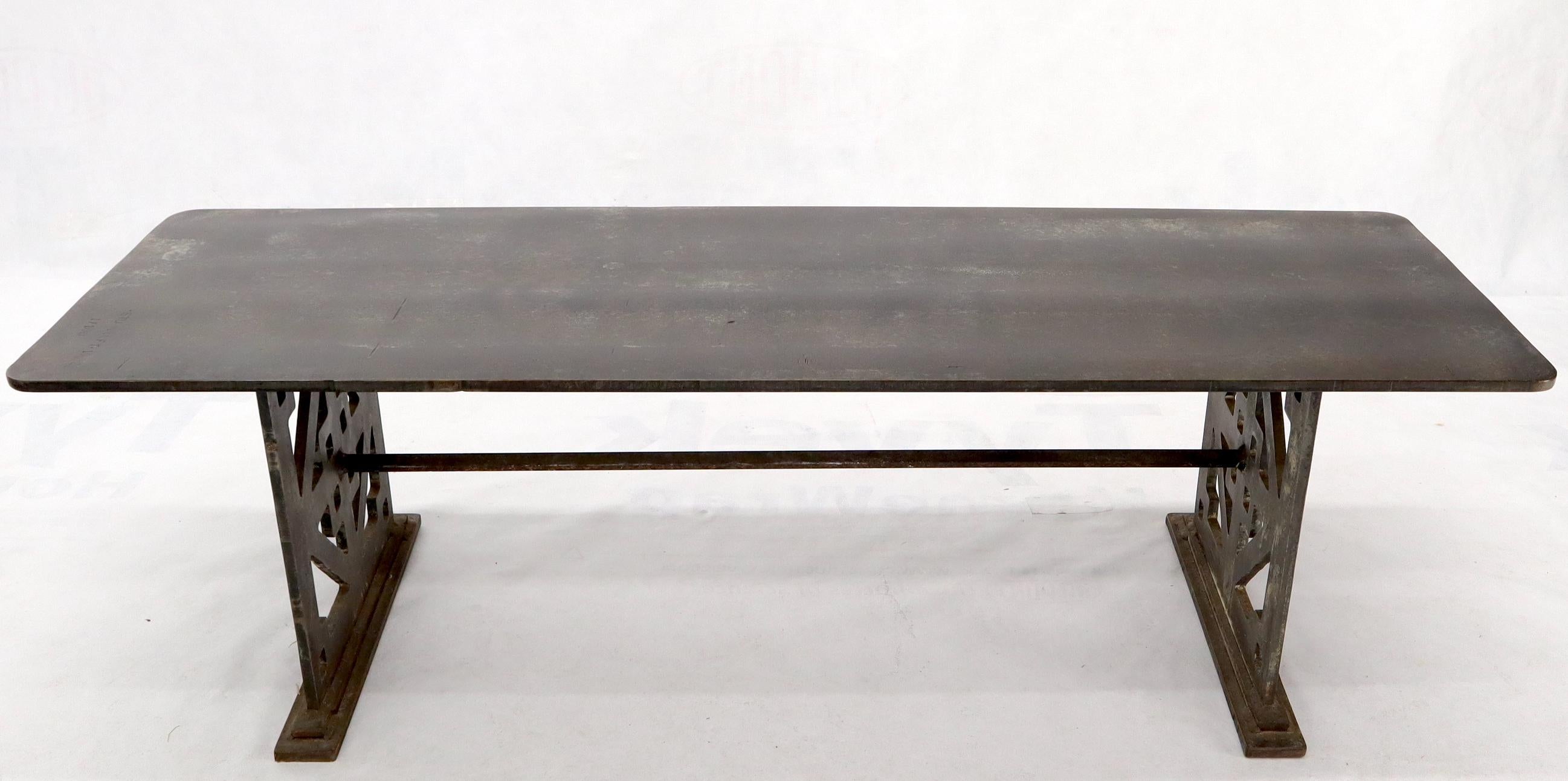 Thick Solid Steel Plate Top Pierced Base Coffee Table Steam Punk Coffee Table 3
