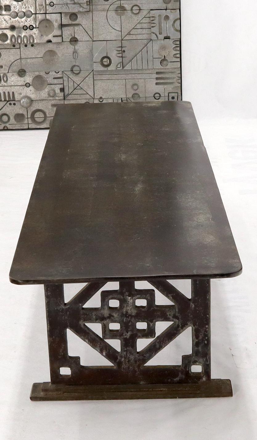 Thick Solid Steel Plate Top Pierced Base Coffee Table Steam Punk Coffee Table 7