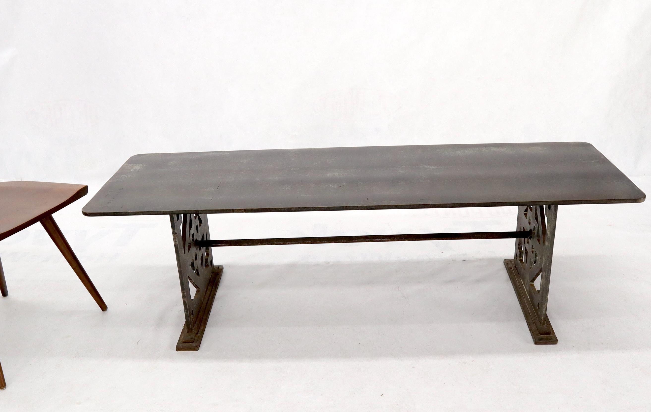 American Thick Solid Steel Plate Top Pierced Base Coffee Table Steam Punk Coffee Table