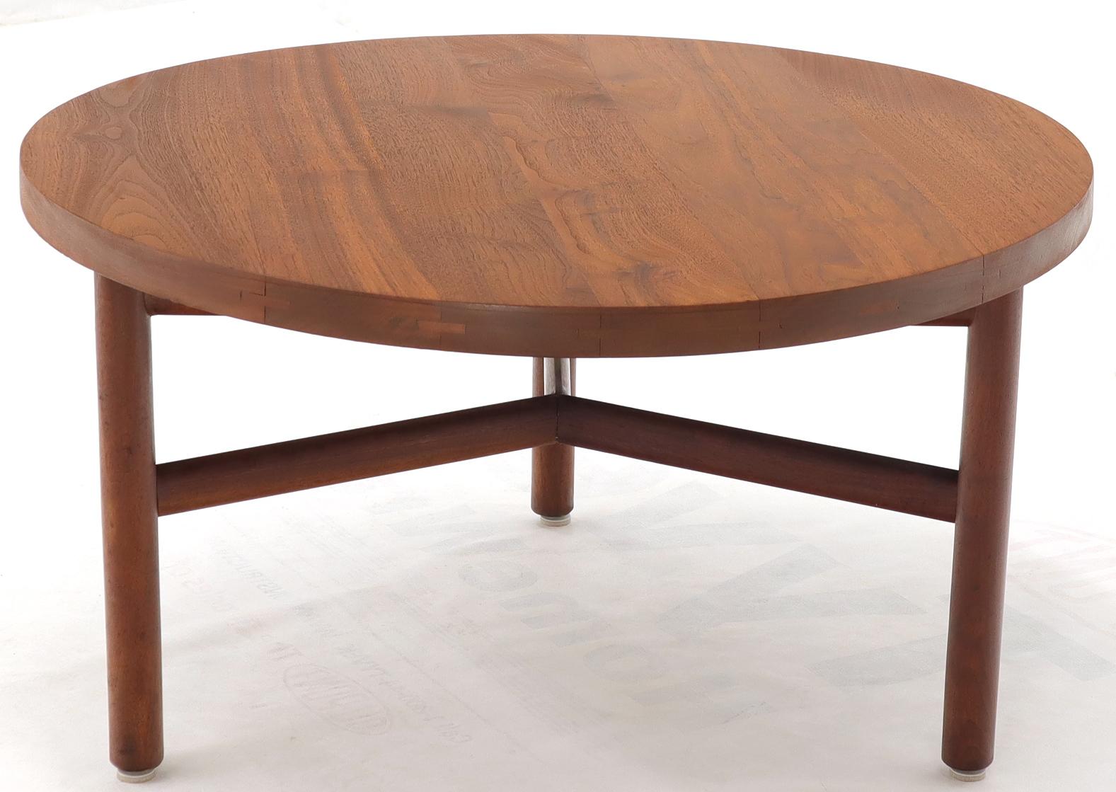 Thick Solid Teak Top Round Coffee Center Table 3