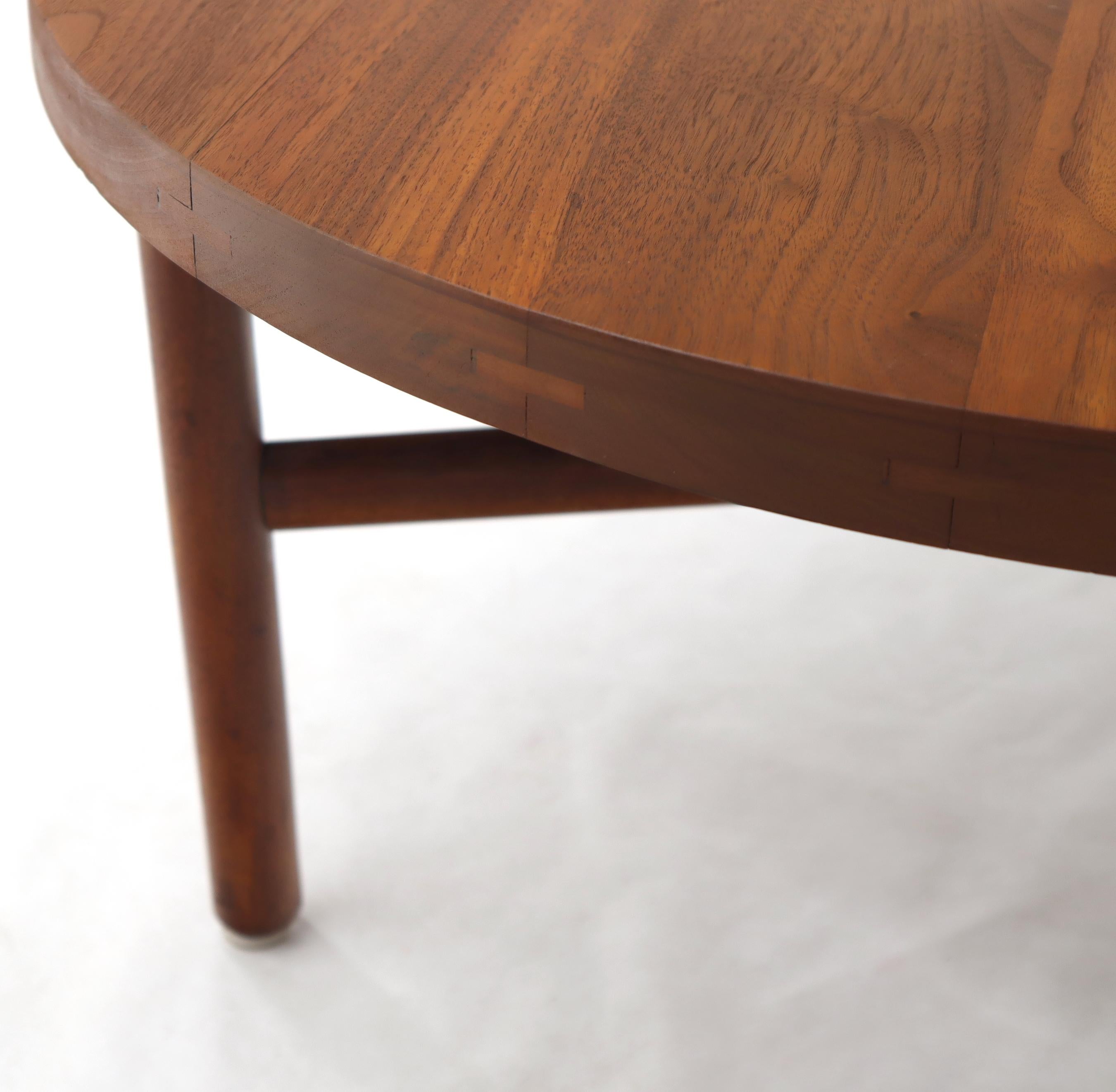 Mid-Century Modern Thick Solid Teak Top Round Coffee Center Table