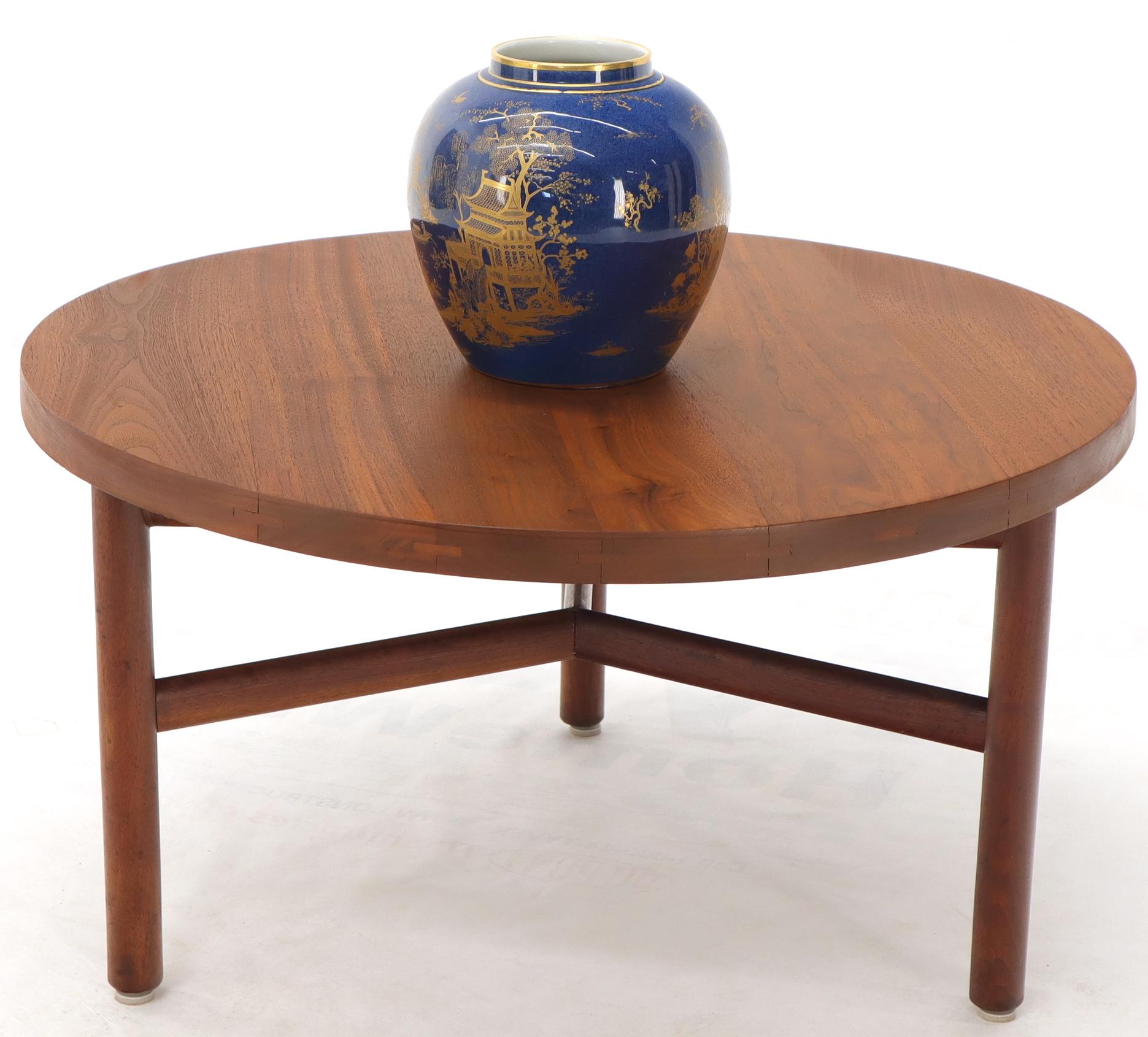 Oiled Thick Solid Teak Top Round Coffee Center Table