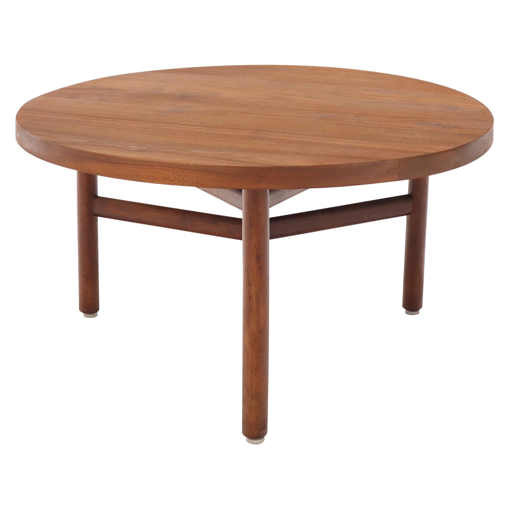 Thick Solid Teak Top Round Coffee Center Table