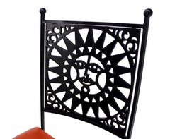 Thick Steel Chair Pierced Sun Sunburst Design Back Mid-Century Modern MINT!