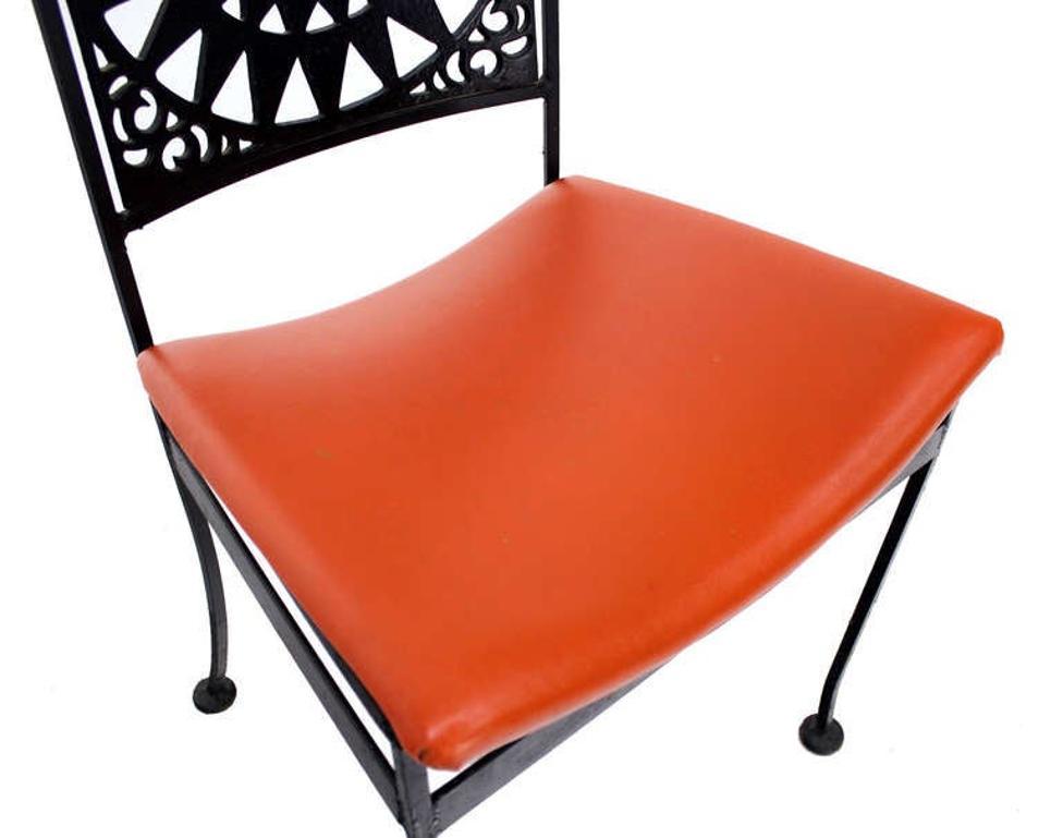 American Thick Steel Chair Pierced Sun Sunburst Design Back Mid-Century Modern MINT! For Sale