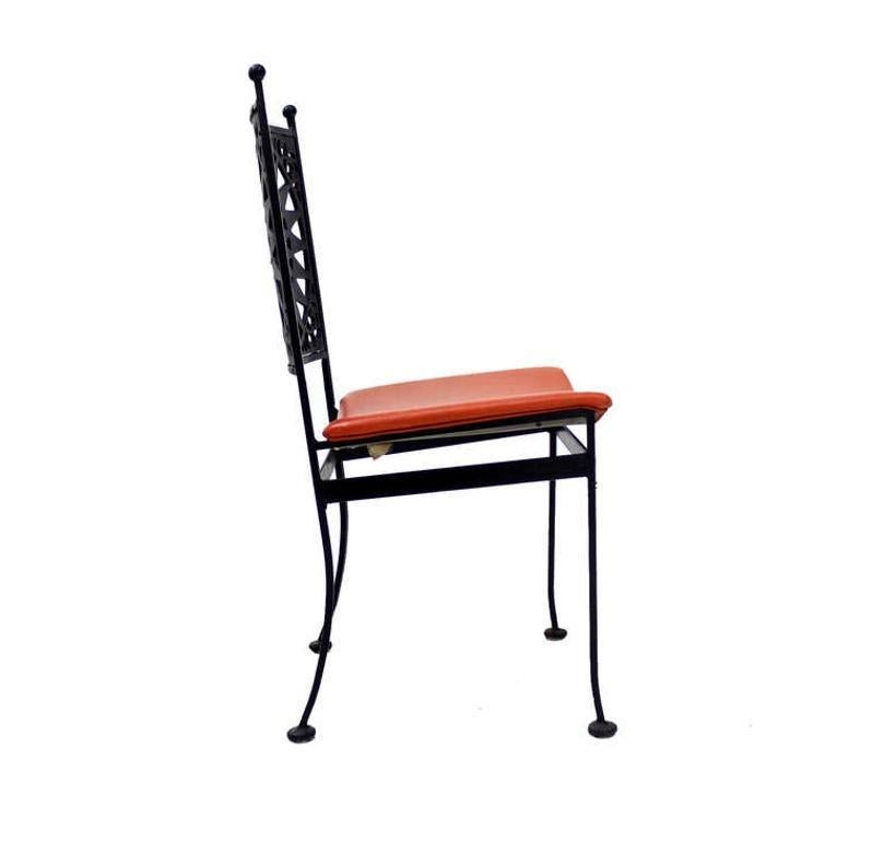Thick Steel Chair Pierced Sun Sunburst Design Back Mid-Century Modern MINT! For Sale 2