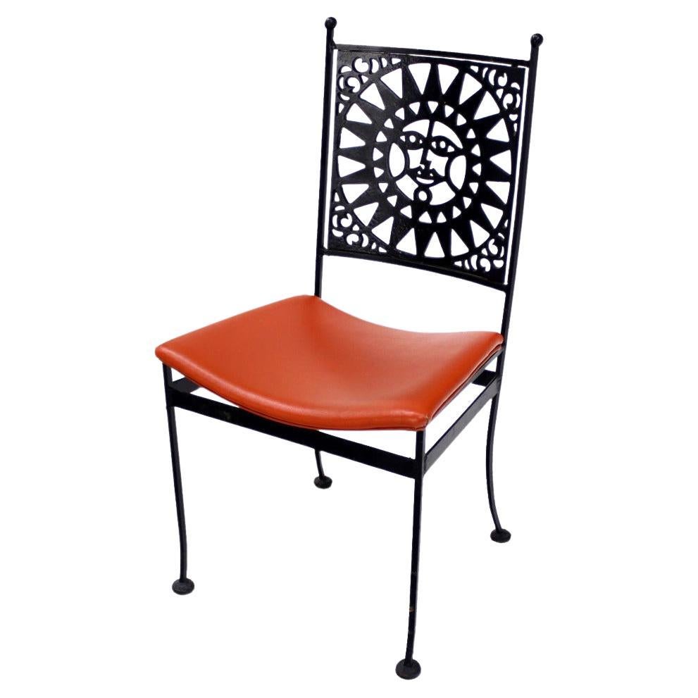 Thick Steel Chair Pierced Sun Sunburst Design Back Mid-Century Modern MINT!