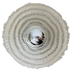 Thick Structured Ice Glass Wall Light Flush Mount by Peill & Putzler , 1970s