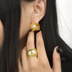 Thick Textured Dotted Ring