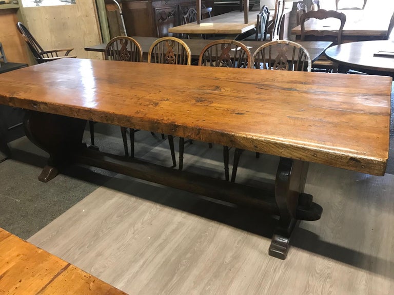Thick Top Rustic Antique Oak Dining Table at 1stDibs