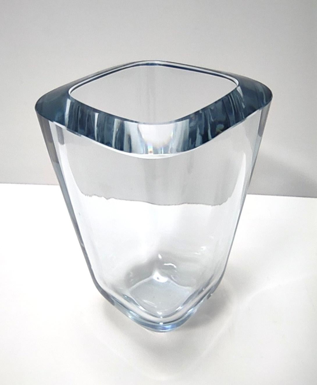 Etched Vintage Thick Transparent Glass Vase by Strombergshyttan, Sweden For Sale