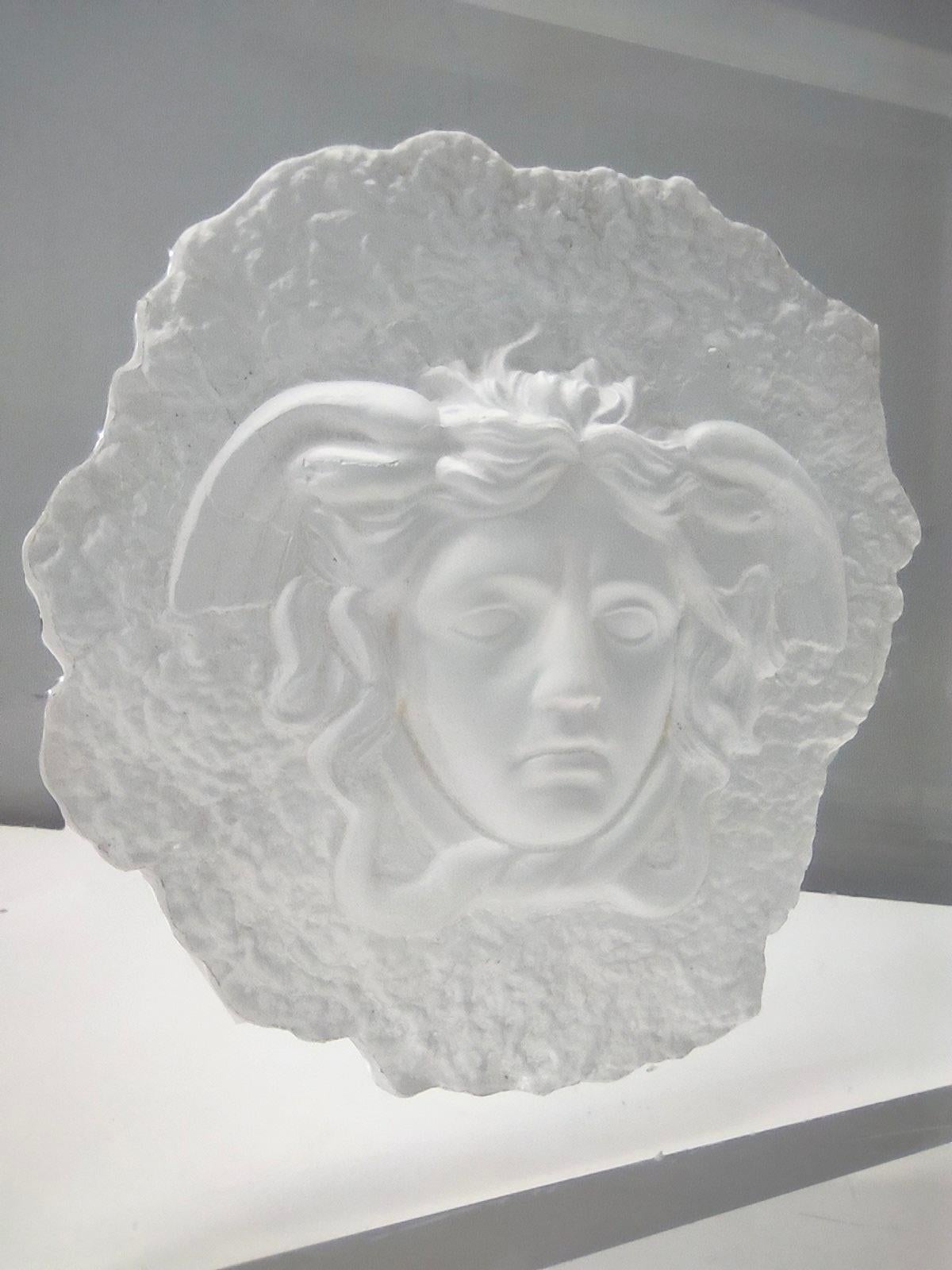 Thick Transparent Plexiglass Decorative Panel with Gorgon by Versace, Italy 1