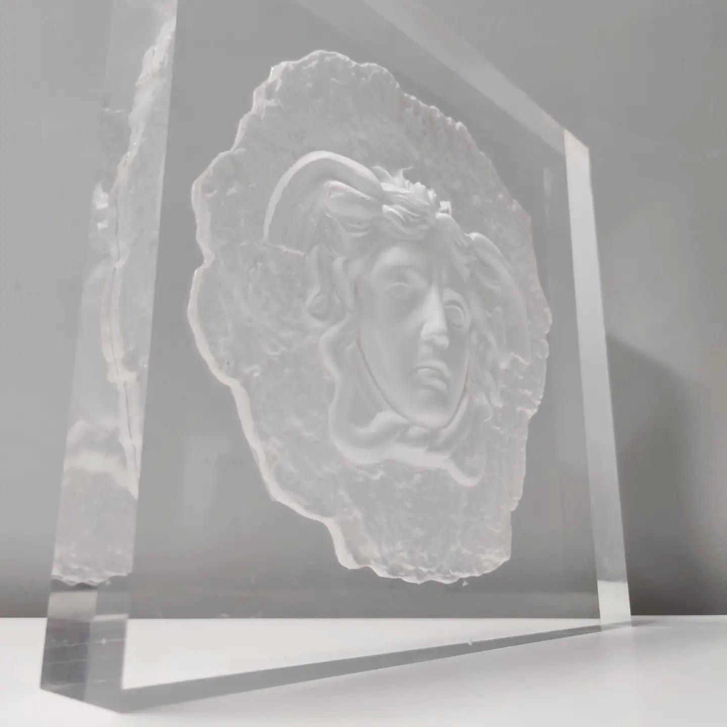 Thick Transparent Plexiglass Decorative Panel with Gorgon by Versace, Italy 3