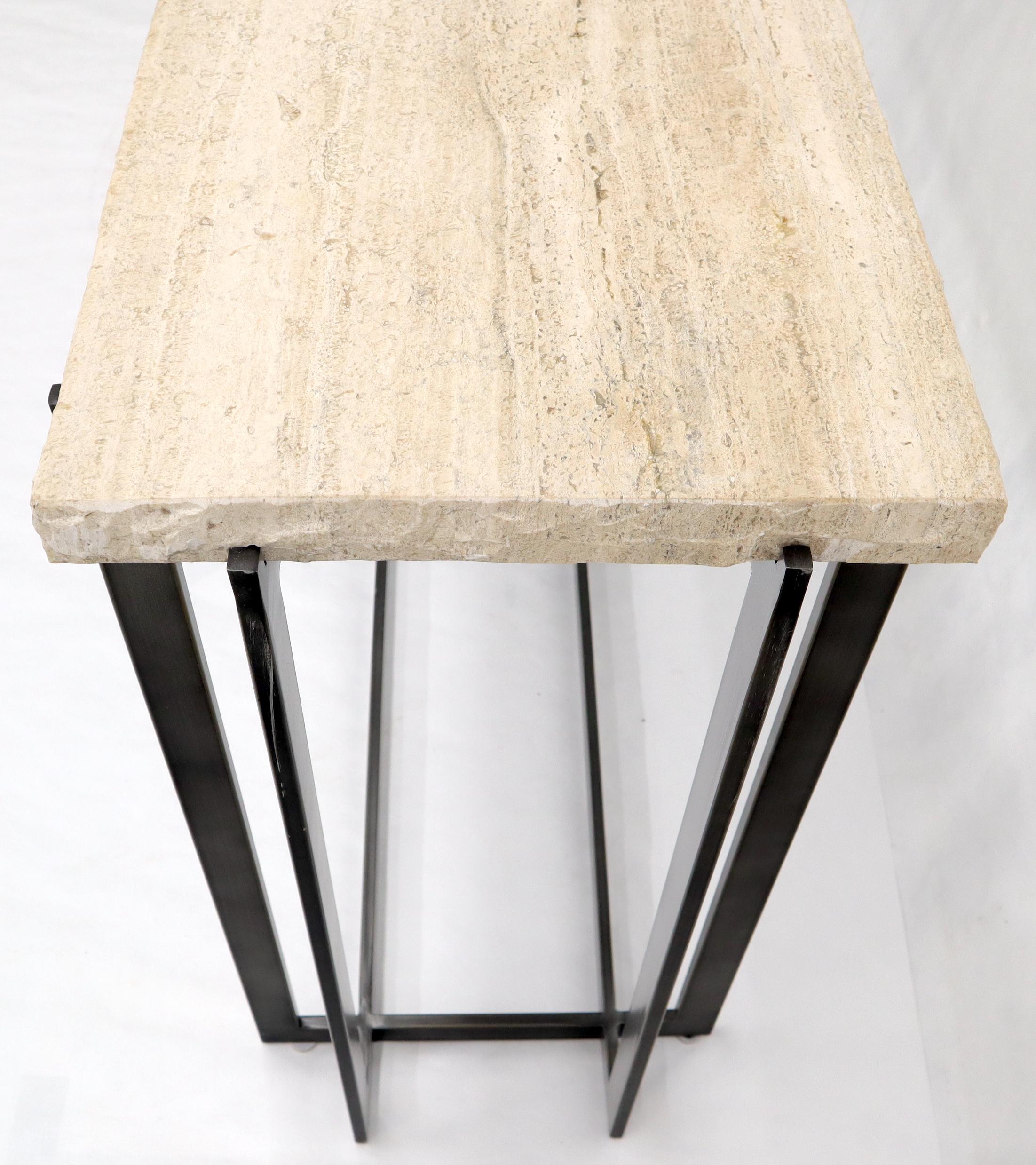 20th Century Thick Travertine Top Console Sofa Table