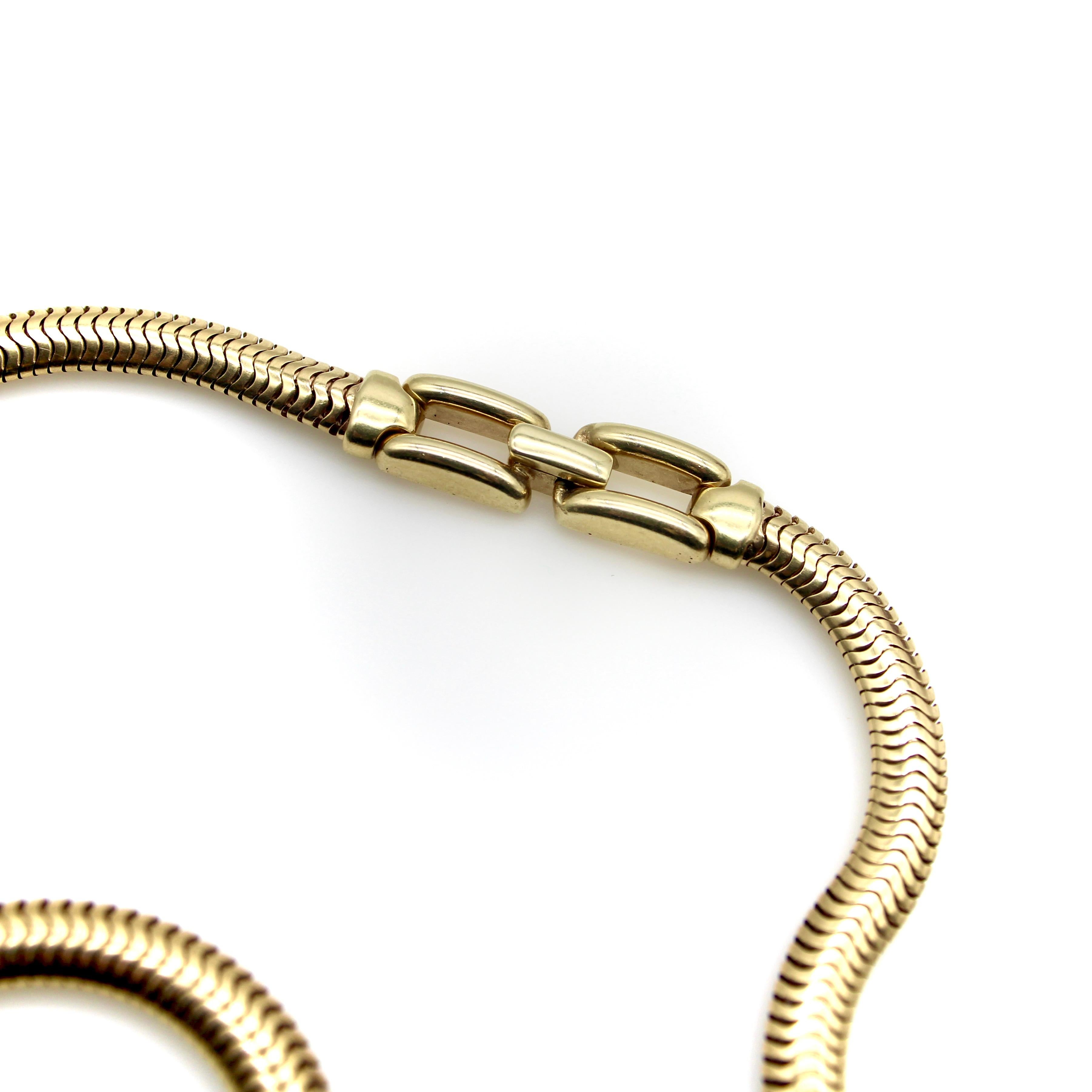 Thick Vintage 14K Gold Snake Chain Necklace  In Good Condition For Sale In Venice, CA