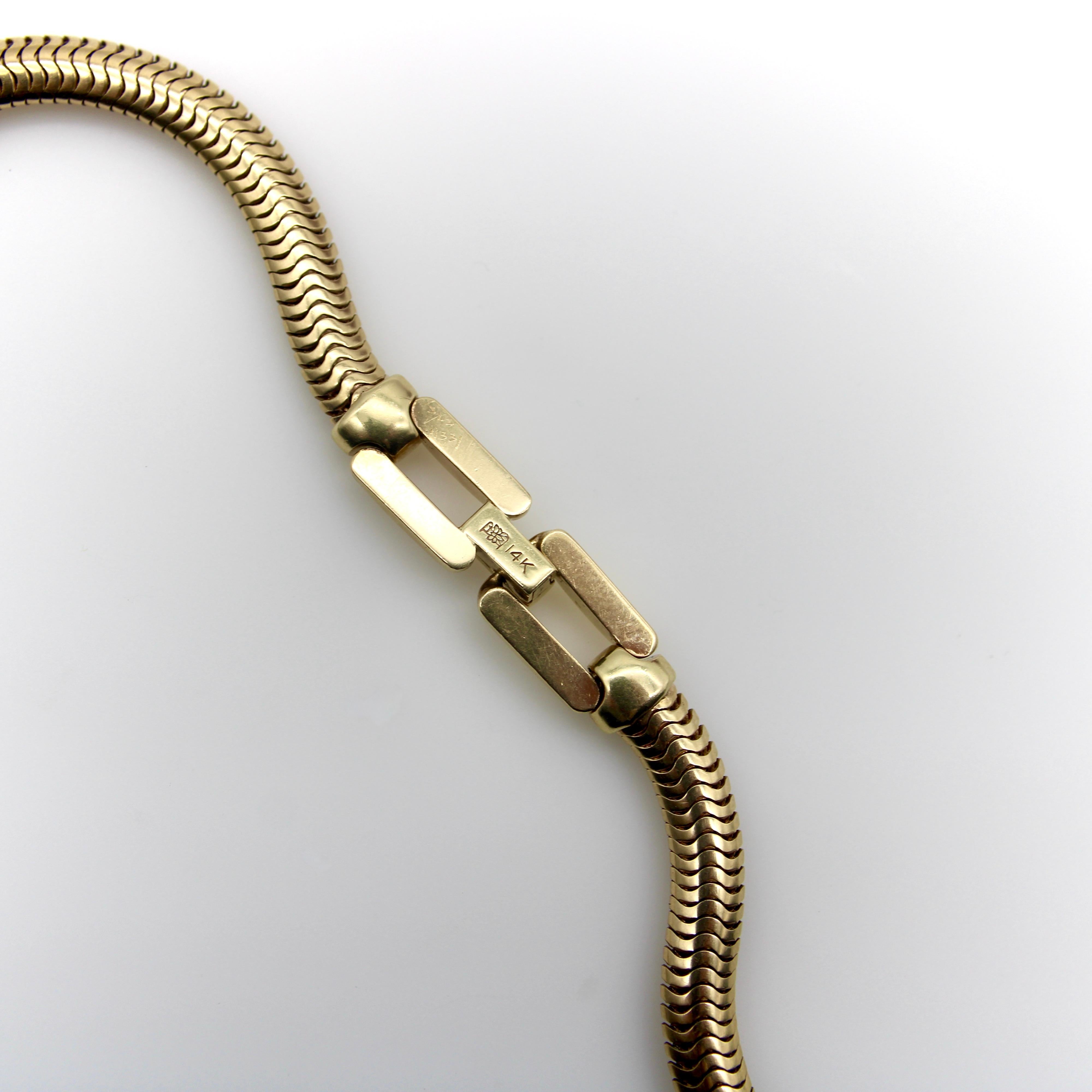 Women's or Men's Thick Vintage 14K Gold Snake Chain Necklace  For Sale