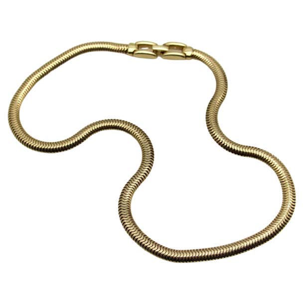 Thick Vintage 14K Gold Snake Chain Necklace For Sale at 1stDibs