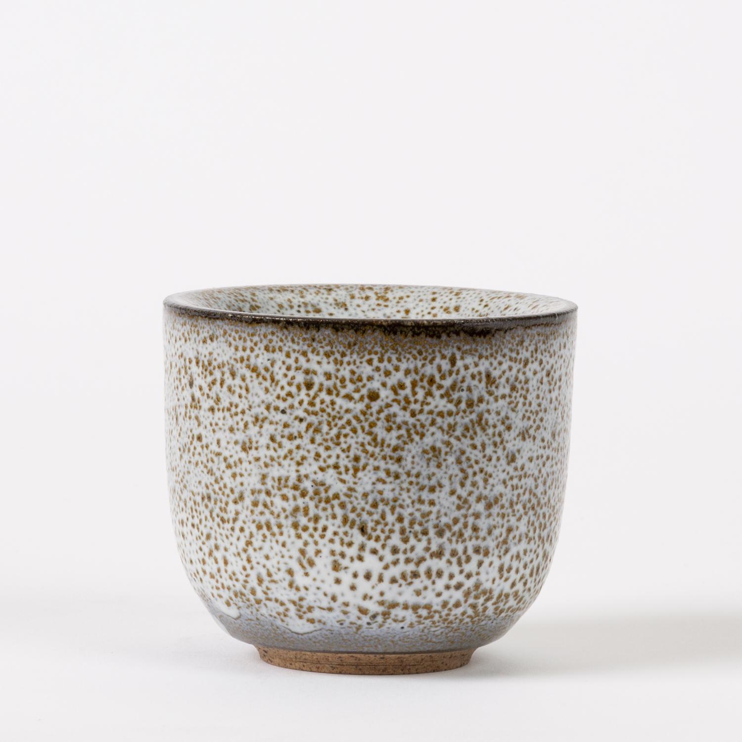 Mid-Century Modern Thick-Walled Studio Pottery Cup with Oil Spot Glaze