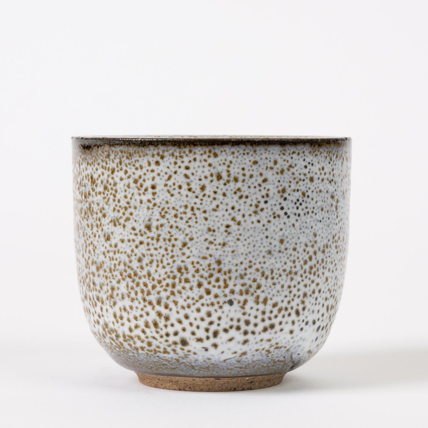 Glazed Thick-Walled Studio Pottery Cup with Oil Spot Glaze