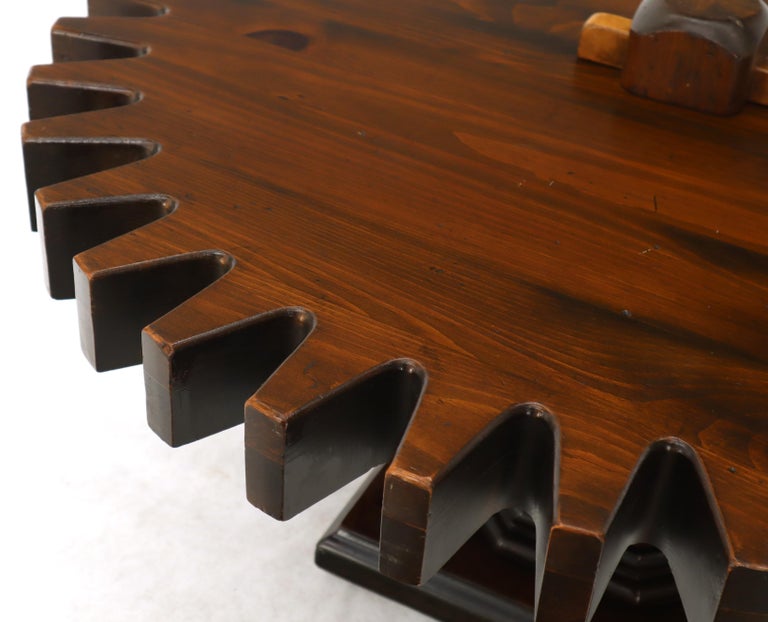 Thick Wooden Huge Round Gear Shape Top Coffee Table For 