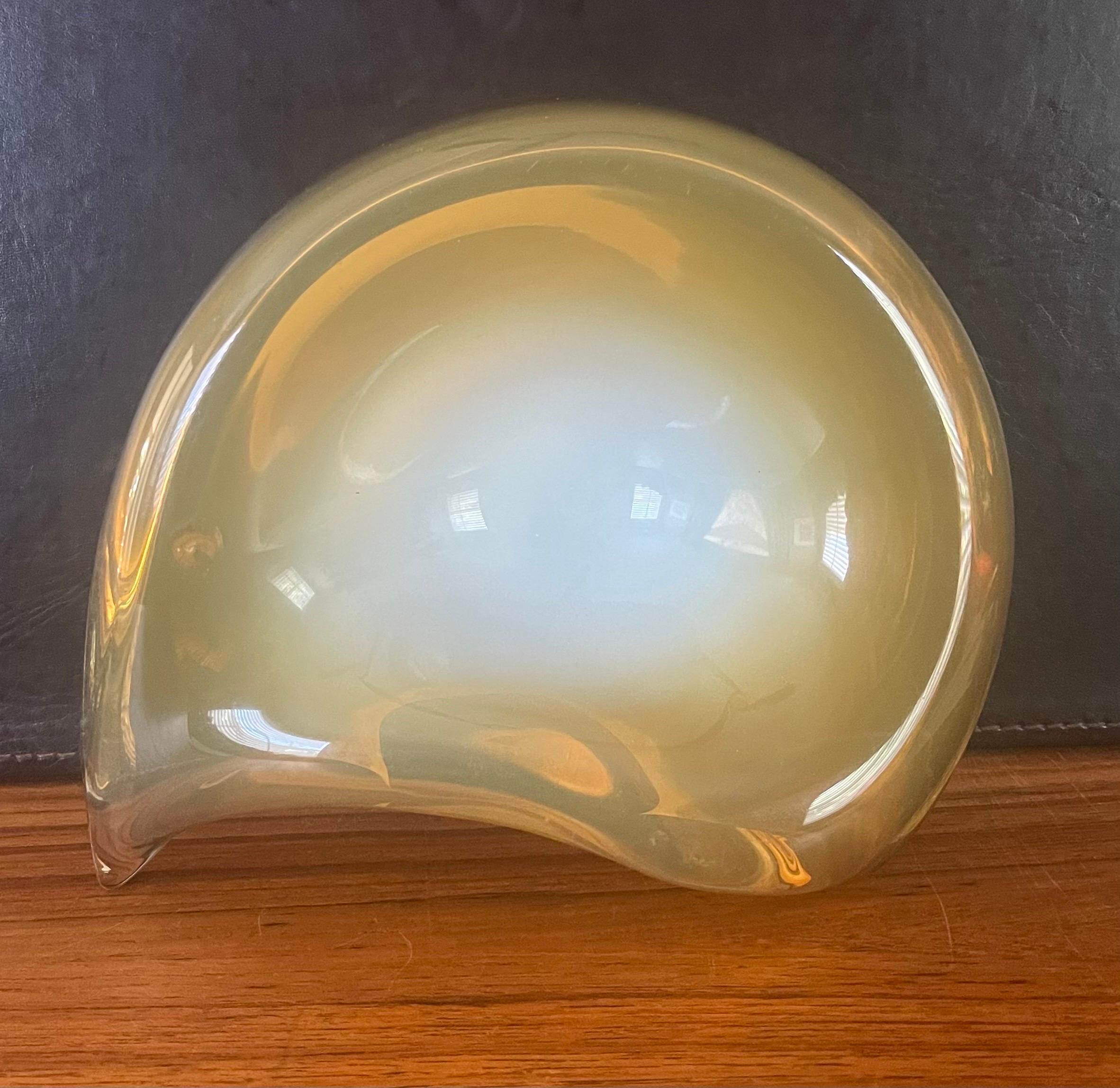 Italian Thick Yellow Art Glass Anteater Bowl by Murano Glass For Sale