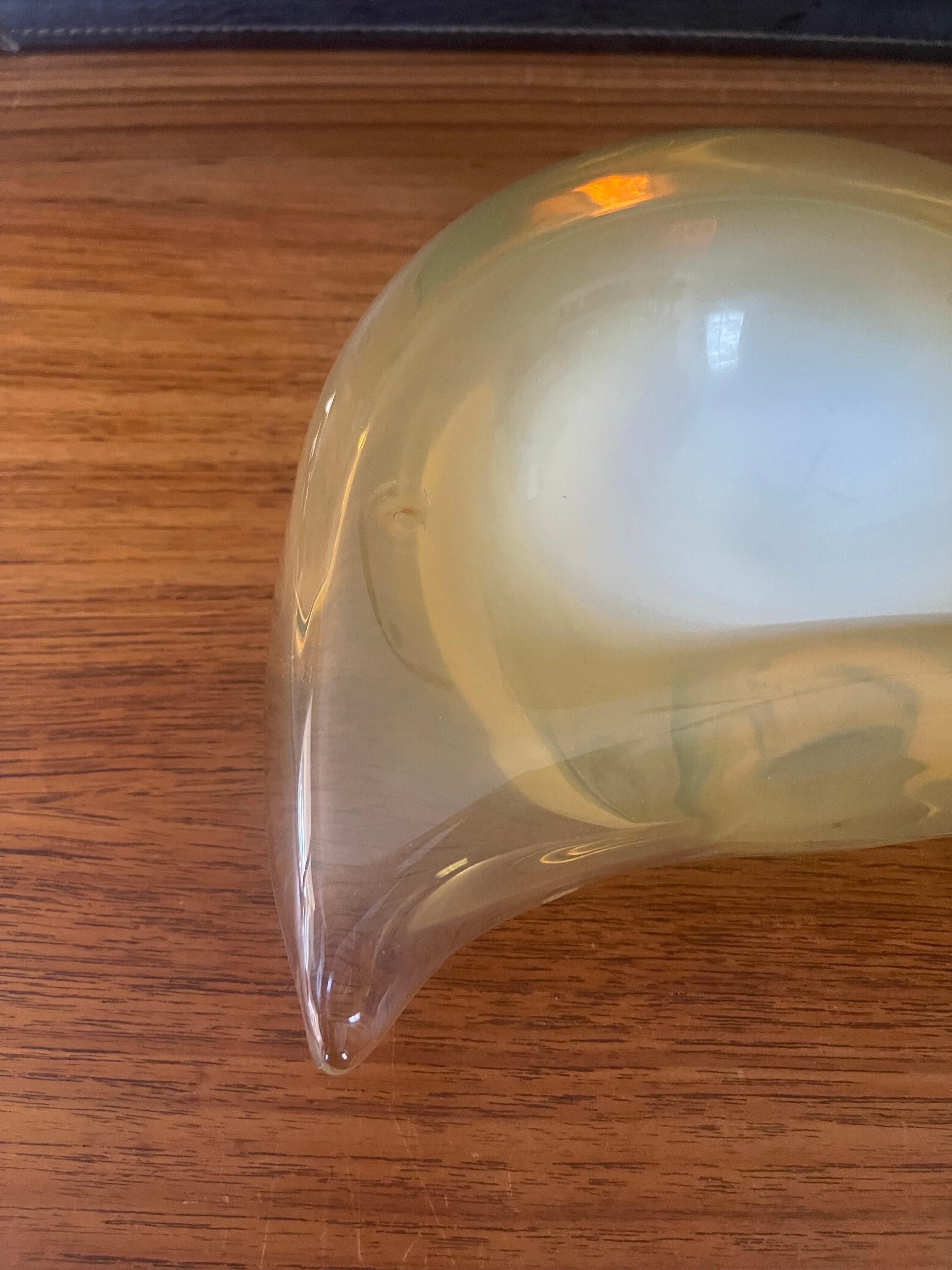 Thick Yellow Art Glass Anteater Bowl by Murano Glass In Good Condition For Sale In San Diego, CA