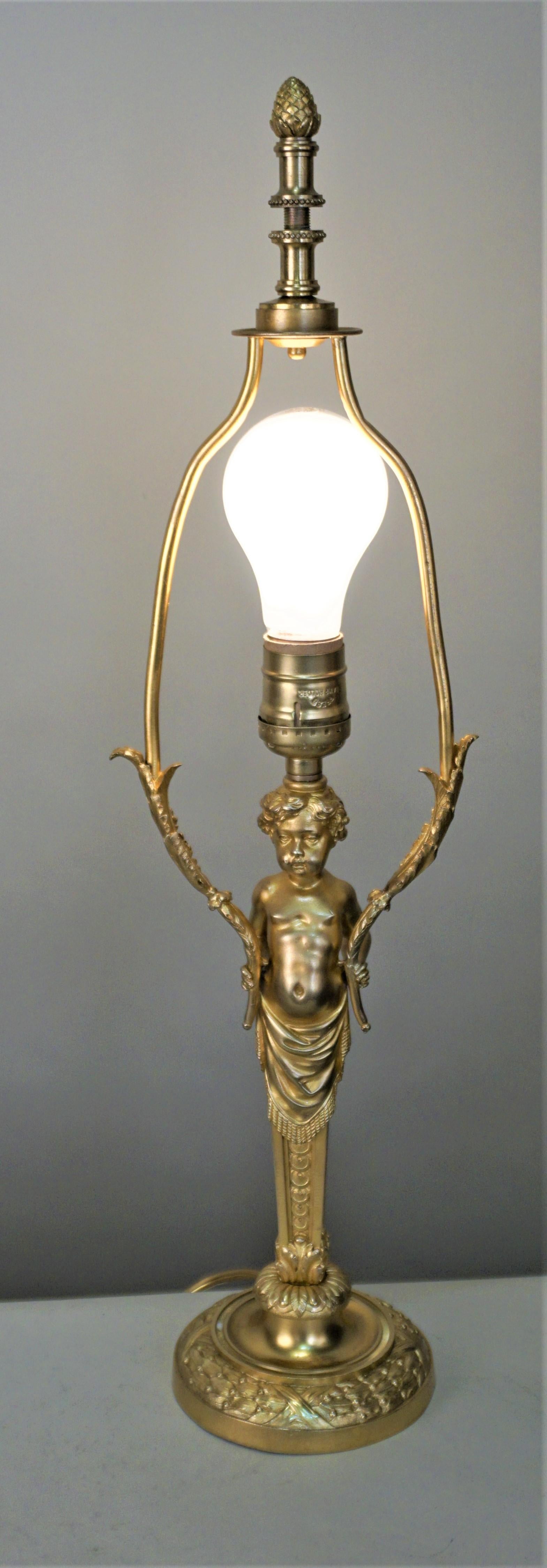 Thiébaut Frères Gilt Bronze Table Lamp In Good Condition In Fairfax, VA