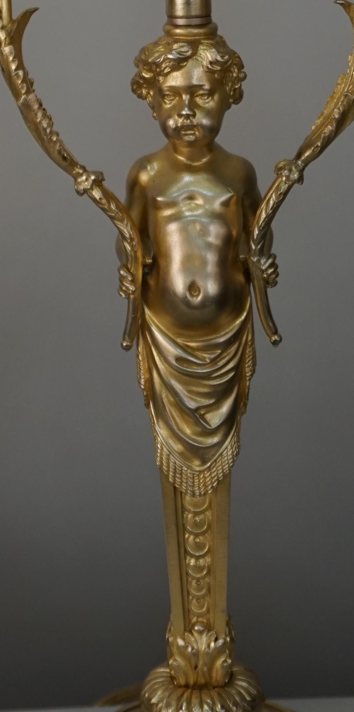 Early 20th Century Thiébaut Frères Gilt Bronze Table Lamp