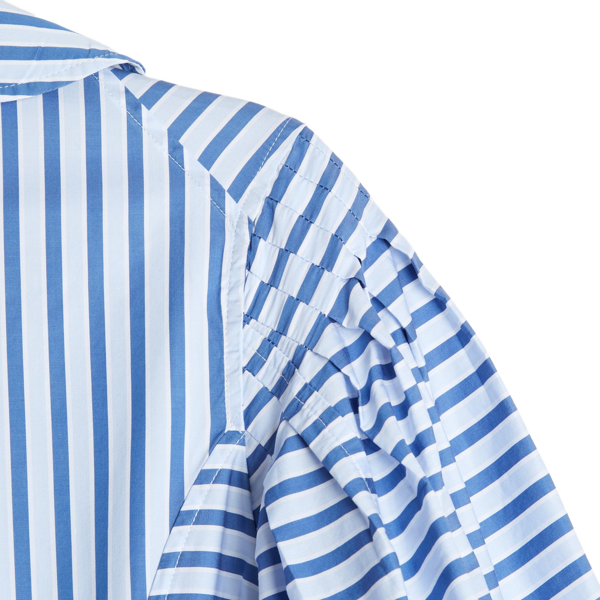 Thierry Colson Robe FR40 Large Blue Pinestripe Cotton Day Dress UK12 US10 For Sale 3